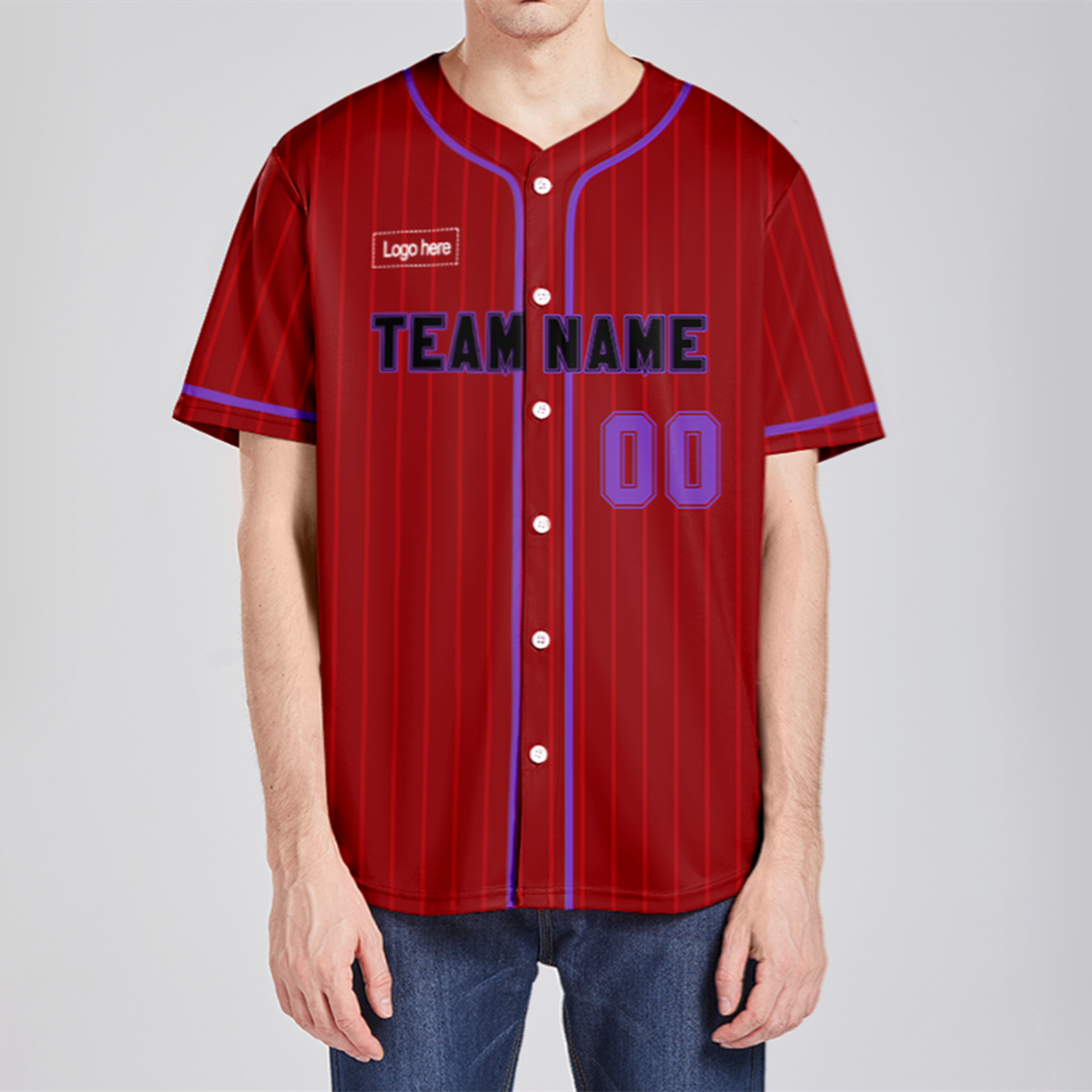 Men Custom Red Strip Authentic Baseball Jersey