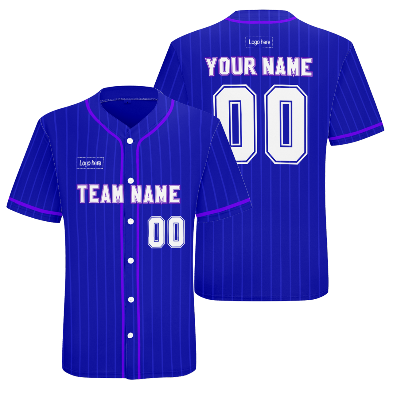 Men Custom Blue Strip Authentic Baseball Jersey