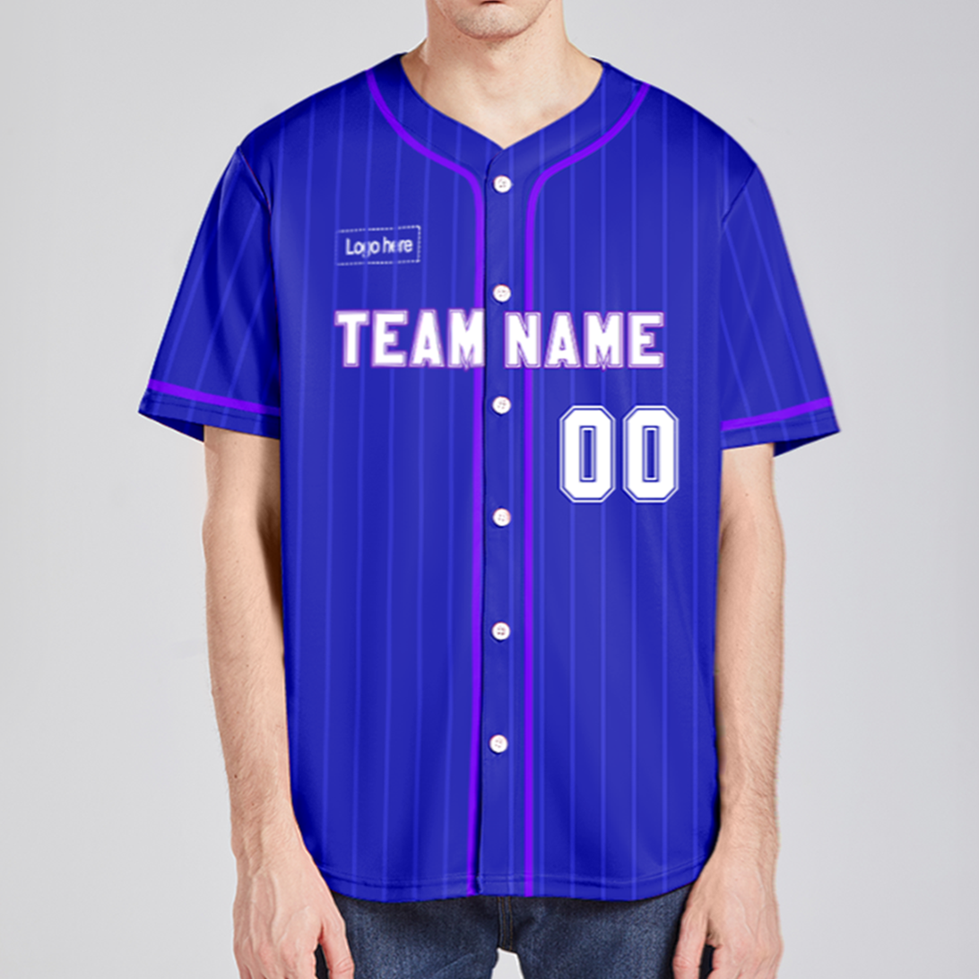 Men Custom Blue Strip Authentic Baseball Jersey