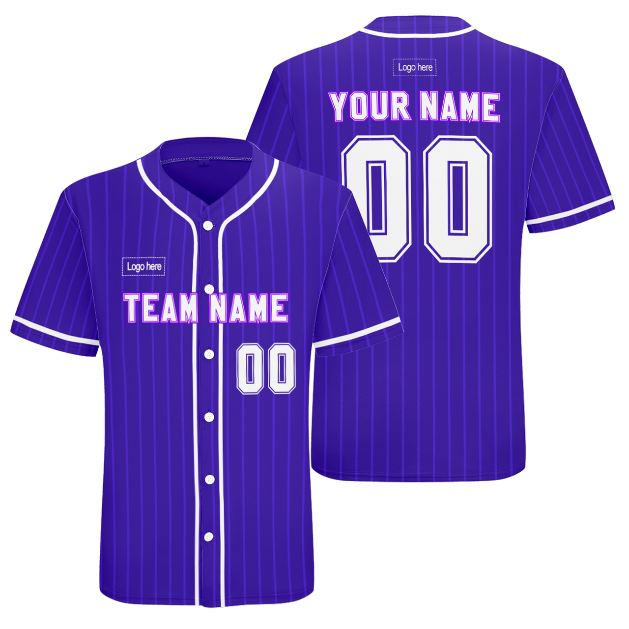 Men Custom Purple Strip Authentic Baseball Jersey