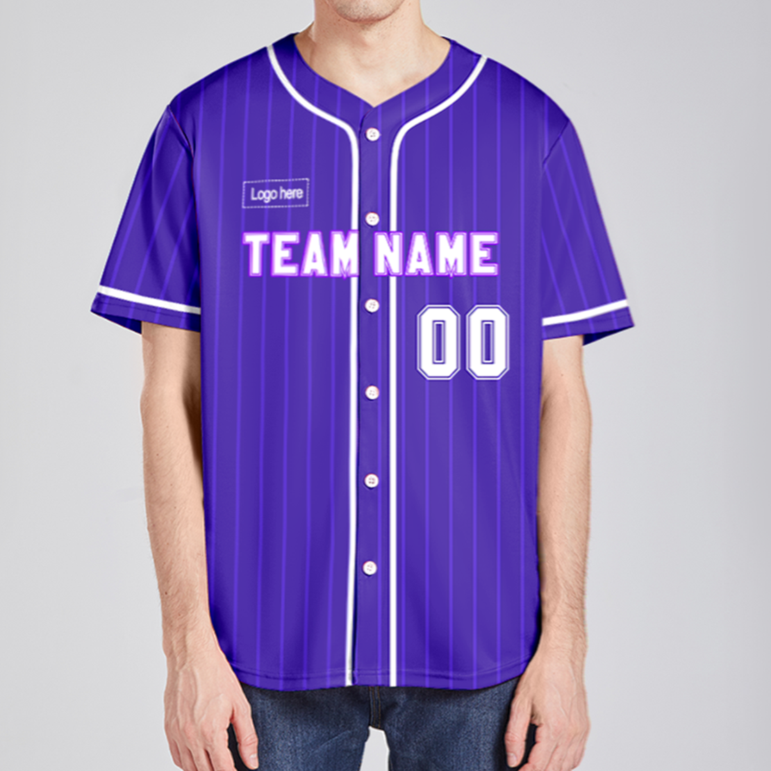 Men Custom Purple Strip Authentic Baseball Jersey