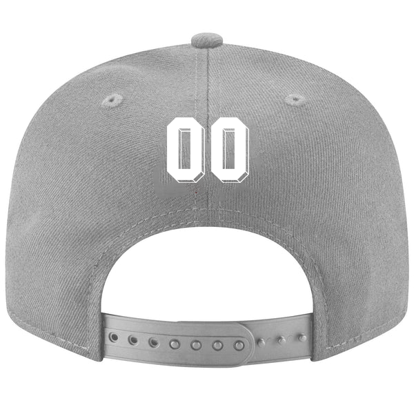 Custom Gray White Stitched Adjustable Snapback Hat