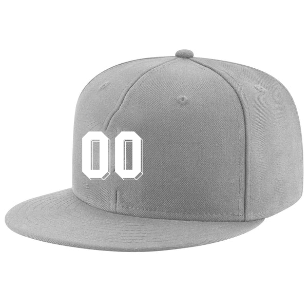 Custom Gray White Stitched Adjustable Snapback Hat