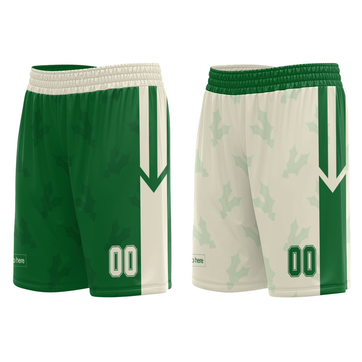 Men Custom Green Green-White Authentic Throwback Basketball Shorts