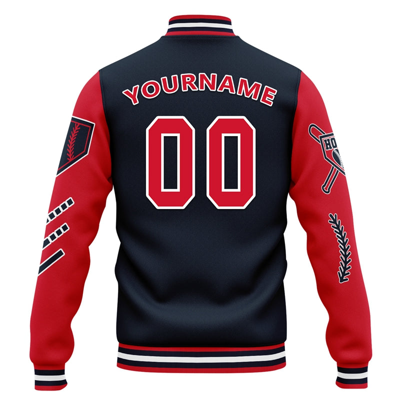 Men Custom Black Red Letterman Two-Tone Jacket