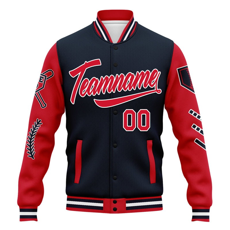 Men Custom Black Red Letterman Two-Tone Jacket