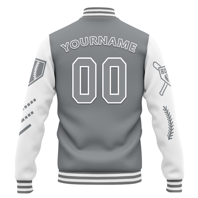 Men Custom Grey White Letterman Two-Tone Jacket