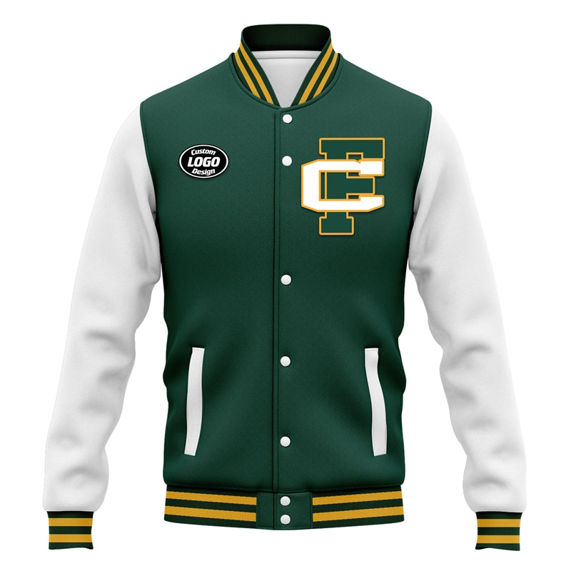 Men Custom Green White Letterman Two-Tone Jacket