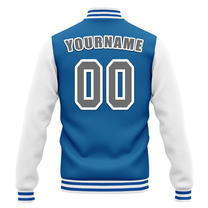 Men Custom Blue White Letterman Two-Tone Jacket