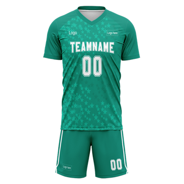 Men Custom Figure Green Sublimation Soccer Uniform Jersey