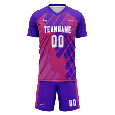 Men Custom Figure Purple-Pink Sublimation Soccer Uniform Jersey