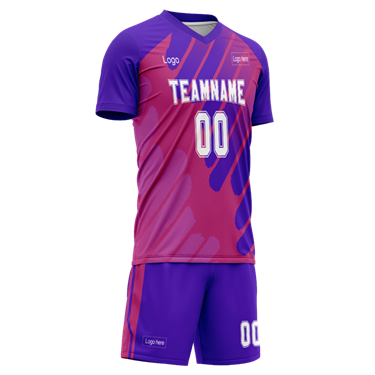 Men Custom Figure Purple-Pink Sublimation Soccer Uniform Jersey