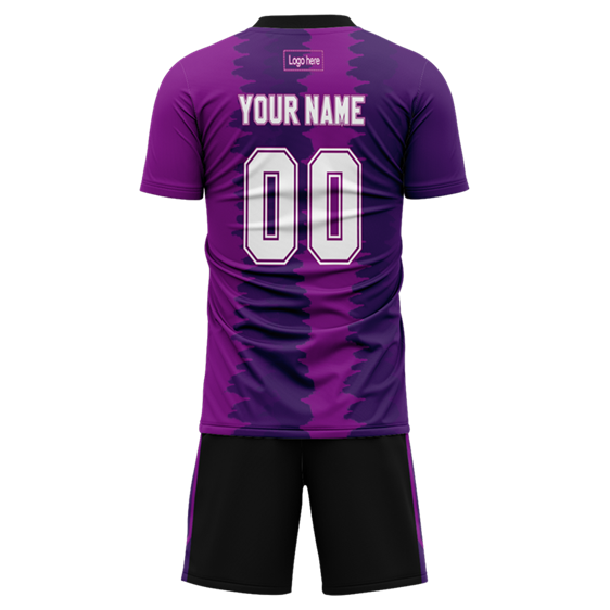 Men Custom Figure Purple-Black Strip Sublimation Soccer Uniform Jersey