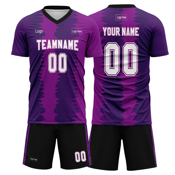 Men Custom Figure Purple-Black Strip Sublimation Soccer Uniform Jersey