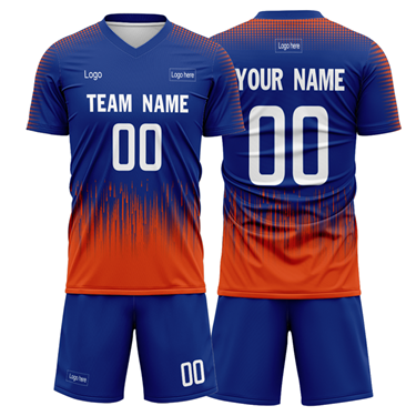 Men Custom Figure Blue-Red Sublimation Soccer Uniform Jersey