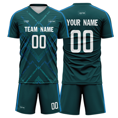 Men Custom Figure Dark Green Sublimation Soccer Uniform Jersey