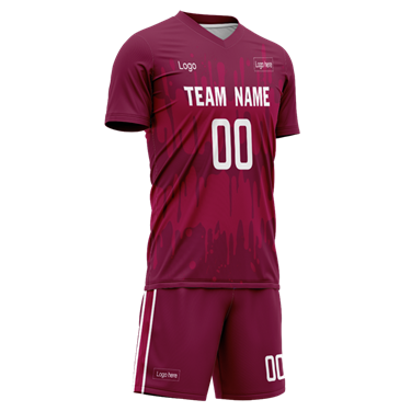 Men Custom Figure Wine Red Sublimation Soccer Uniform Jersey