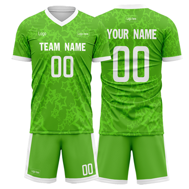 Men Custom Figure Bright Green Sublimation Soccer Uniform Jersey