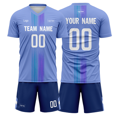 Men Custom Figure Purple Strip Sublimation Soccer Uniform Jersey