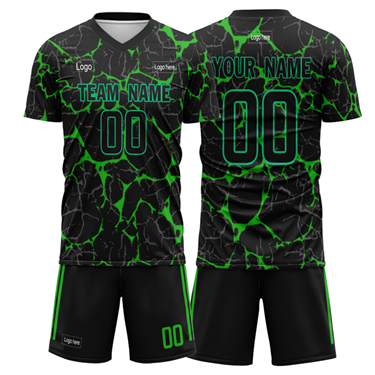 Men Custom Figure Black Sublimation Soccer Uniform Jersey