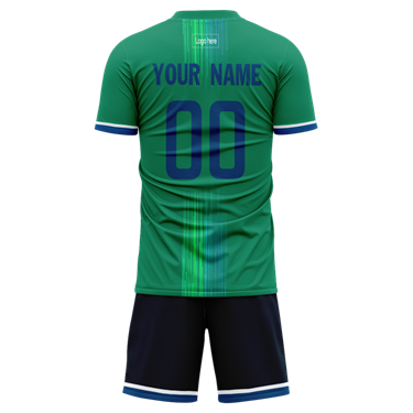 Custom Figure Green Strip Sublimation Soccer Uniform Jersey