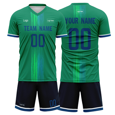 Custom Figure Green Strip Sublimation Soccer Uniform Jersey