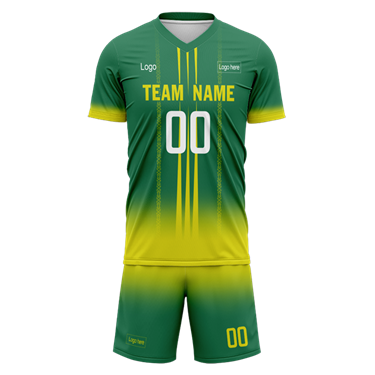 Men Custom Figure Yellow Green Sublimation Soccer Uniform Jersey