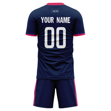 Men Custom Figure Navy Pink Strip Sublimation Soccer Uniform Jersey