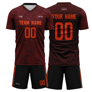 Men Custom Figure Dark Red Soccer Uniform Jersey