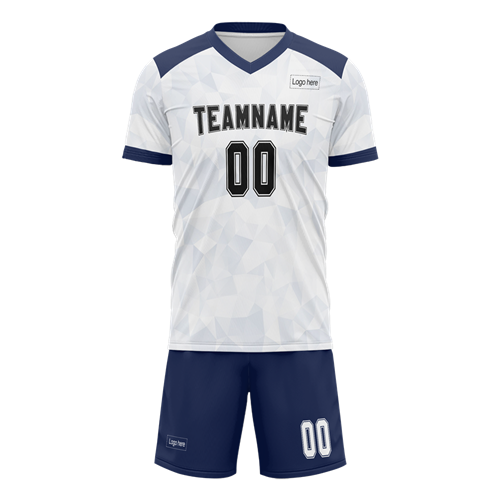 Men Custom Figure Navy Beige Sublimation Soccer Uniform Jersey