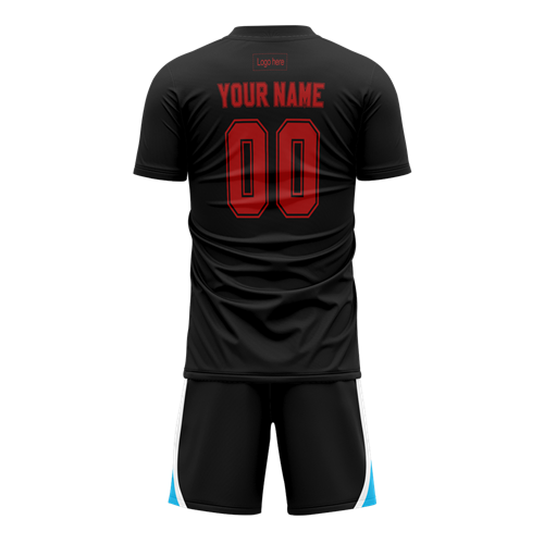 Men Custom Black White Collar Sublimation Soccer Uniform Jersey